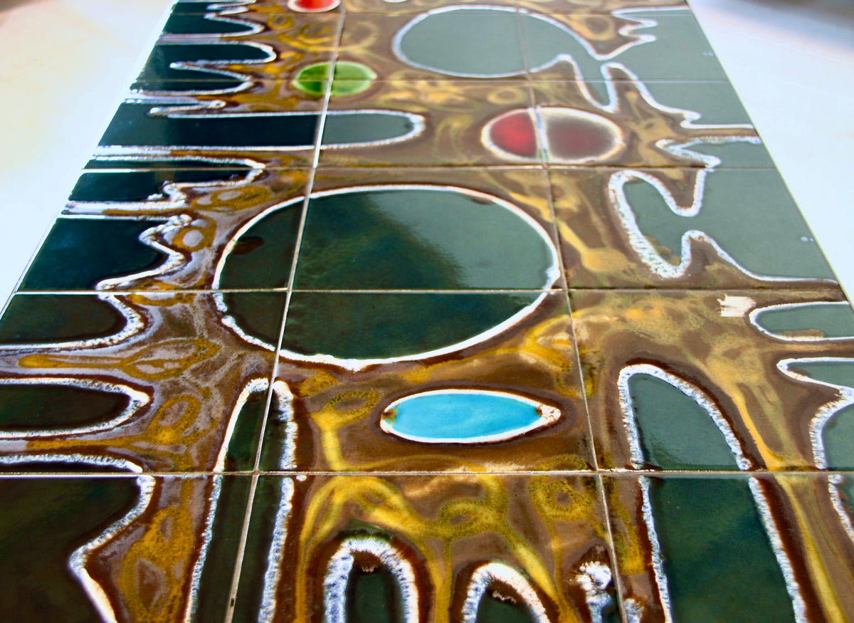 Vintage Belgian Chrome & Tile Coffee Table by Juliette Belarti