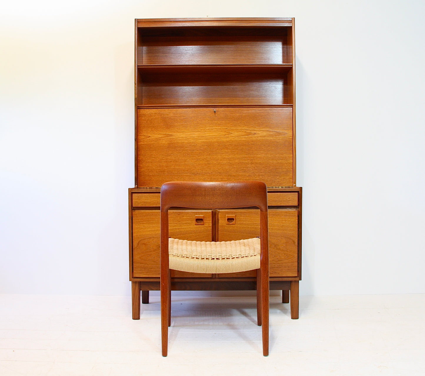 SOLD - Mid Century Teak Bureau / Bookcase by Vanson c.1960