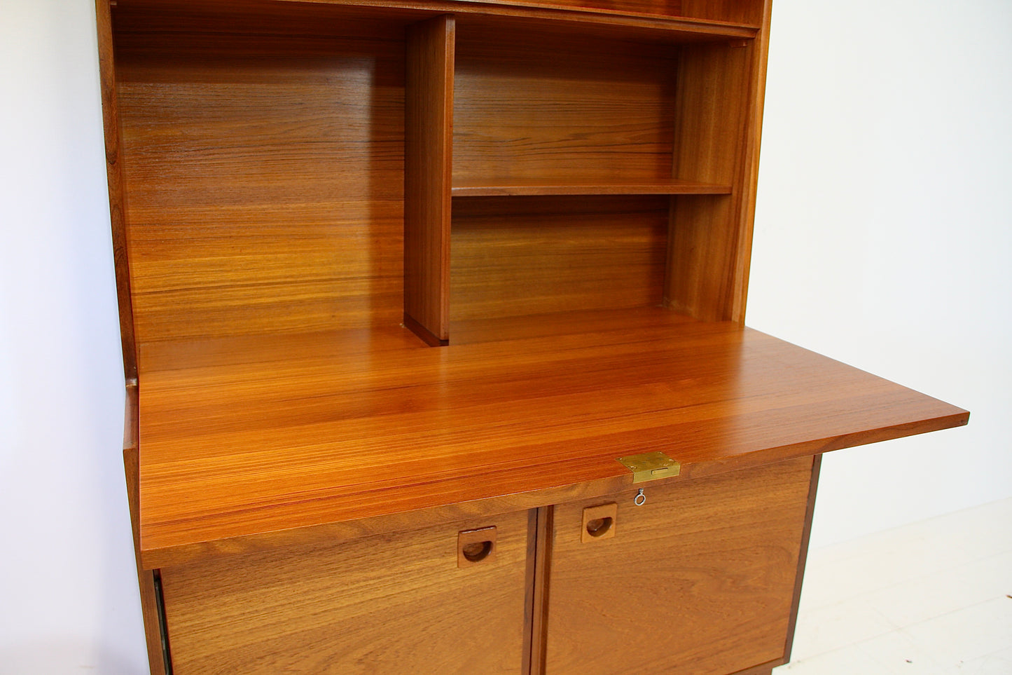 SOLD - Mid Century Teak Bureau / Bookcase by Vanson c.1960