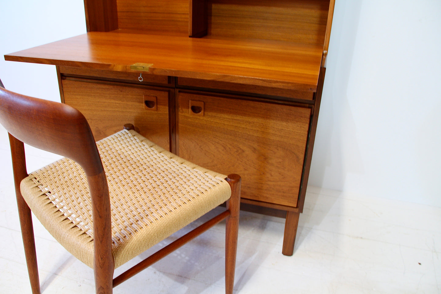 SOLD - Mid Century Teak Bureau / Bookcase by Vanson c.1960