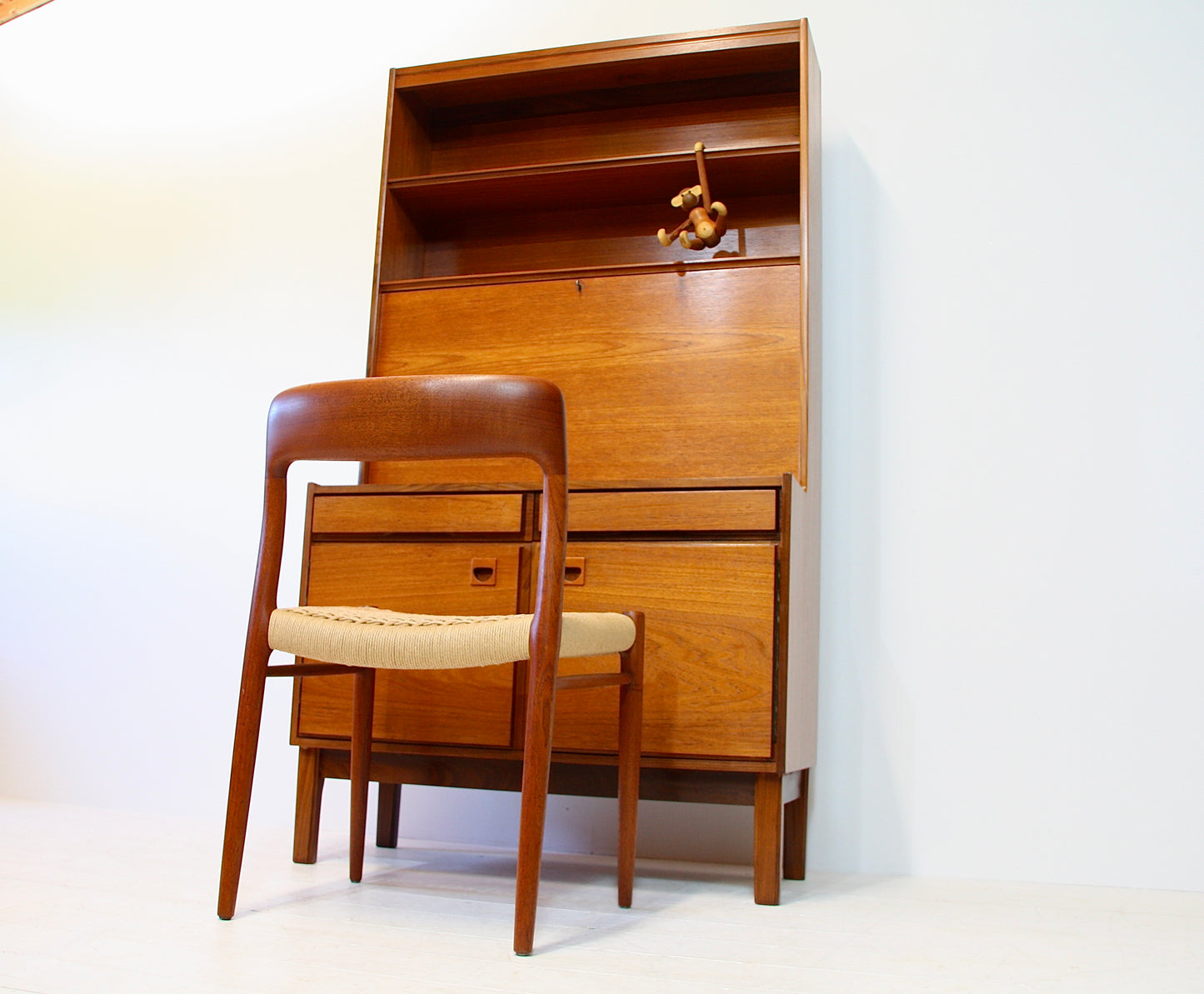 SOLD - Mid Century Teak Bureau / Bookcase by Vanson c.1960
