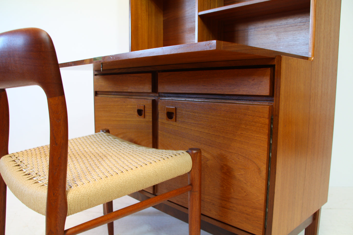 SOLD - Mid Century Teak Bureau / Bookcase by Vanson c.1960