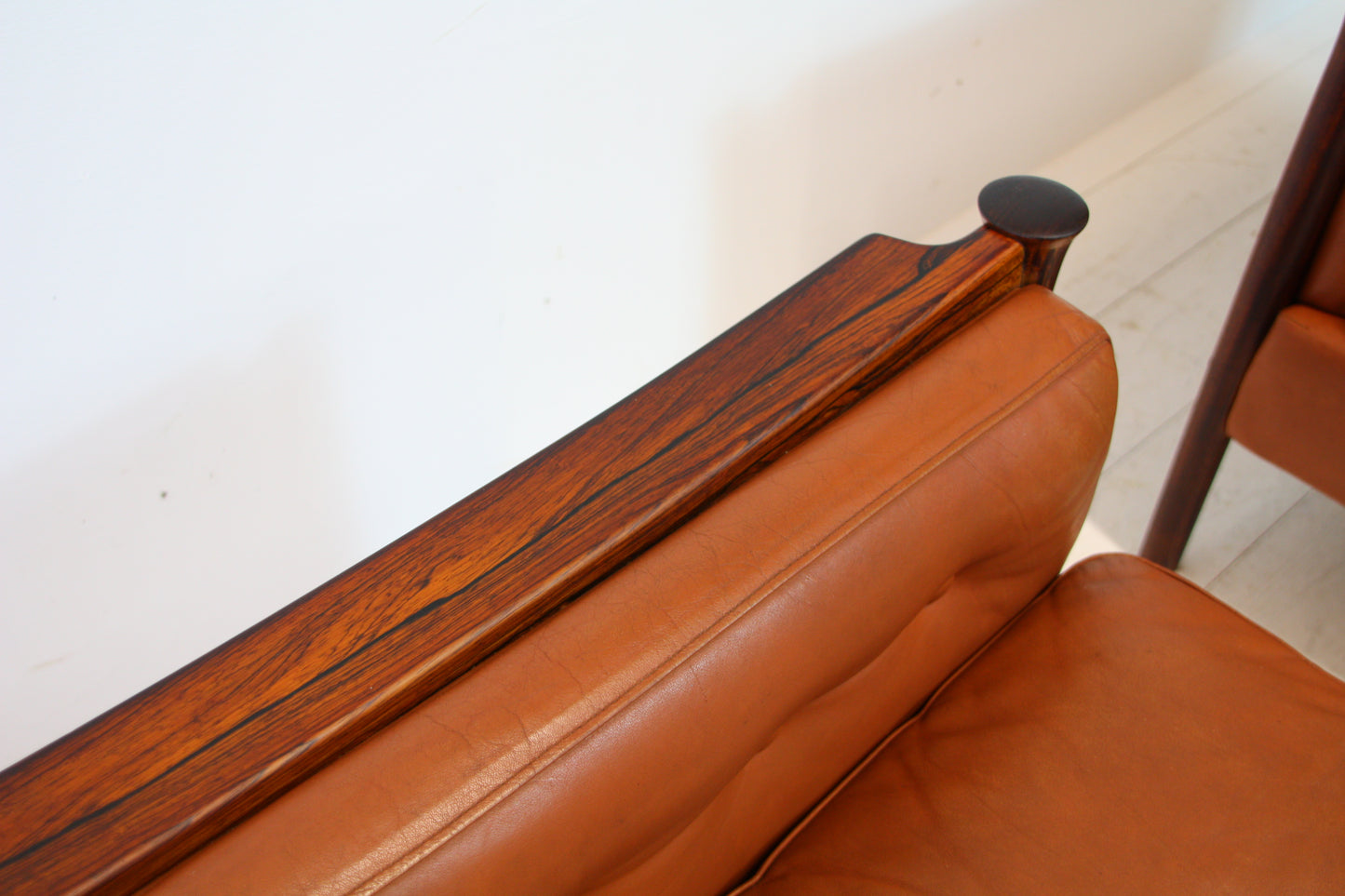 Tan Leather and Brazilian Rosewood Armchairs by Torbjørn Afdal - Norway c.1960