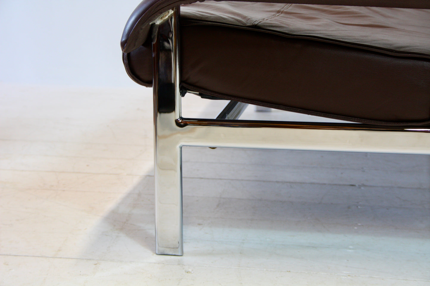 SOLD - Pieff 'Gamma' Chrome & Leather 2 Seater Sofa - c.1970
