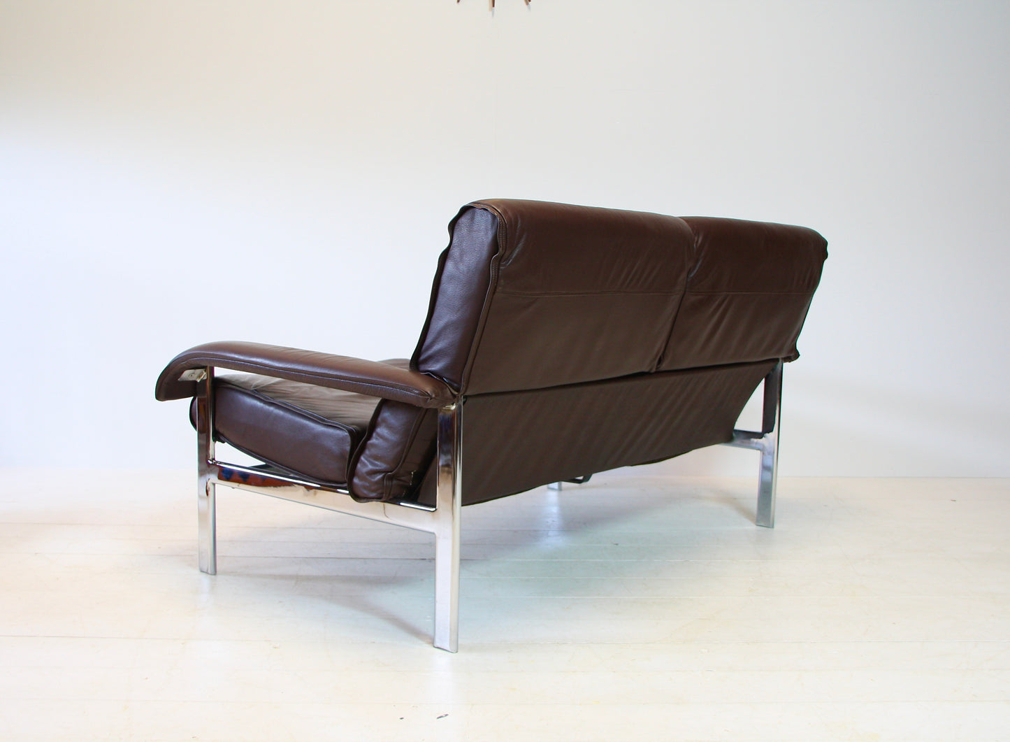 SOLD - Pieff 'Gamma' Chrome & Leather 2 Seater Sofa - c.1970
