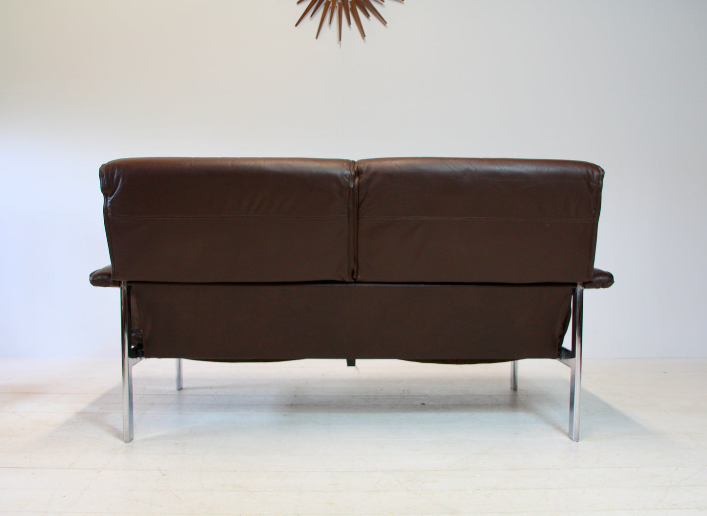 SOLD - Pieff 'Gamma' Chrome & Leather 2 Seater Sofa - c.1970