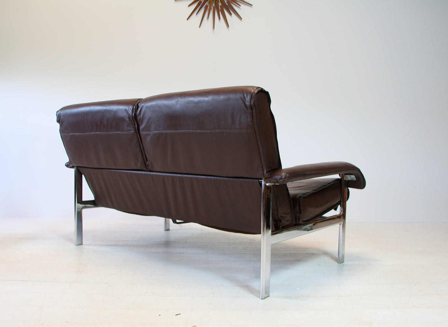 SOLD - Pieff 'Gamma' Chrome & Leather 2 Seater Sofa - c.1970