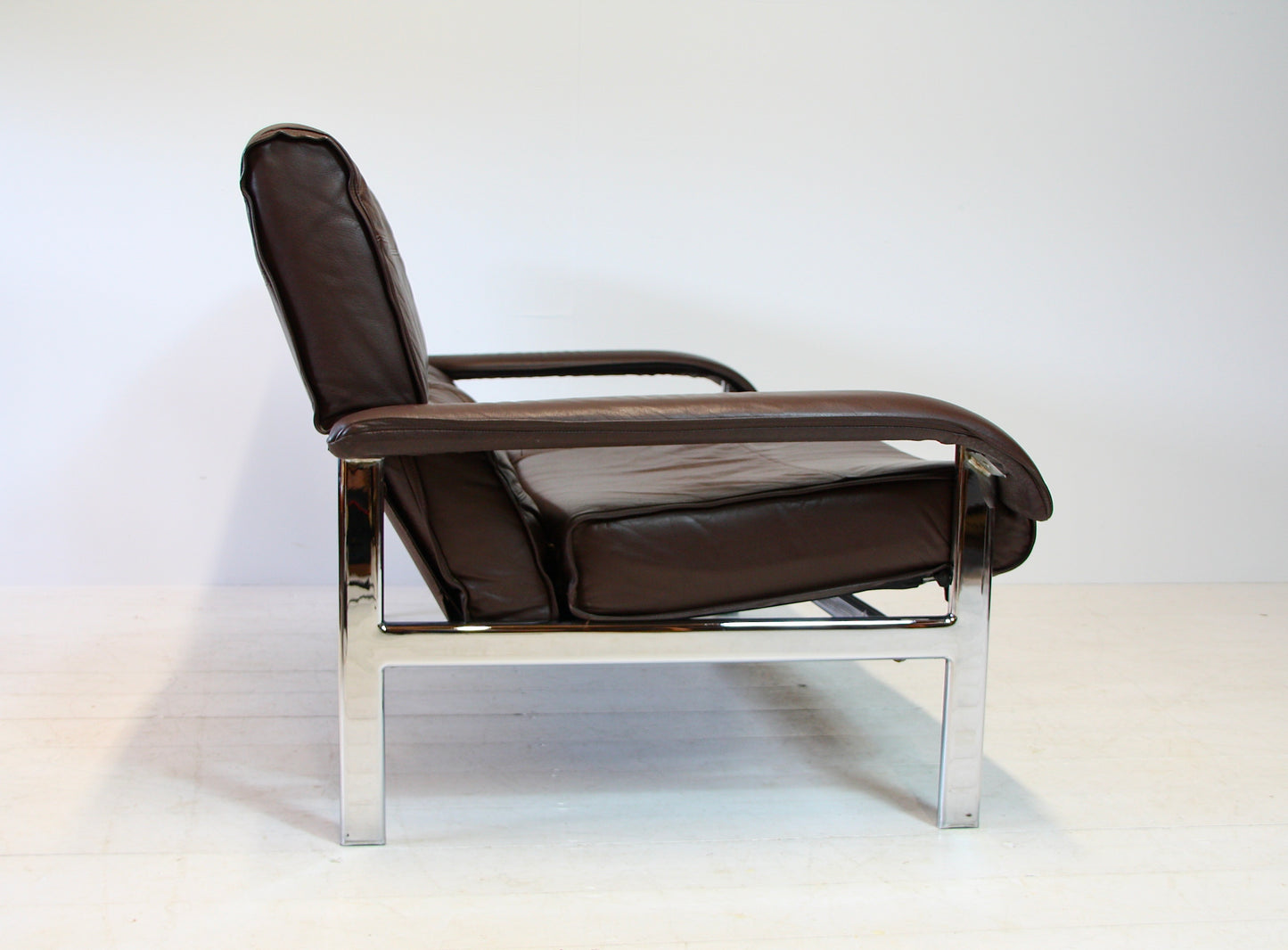 SOLD - Pieff 'Gamma' Chrome & Leather 2 Seater Sofa - c.1970