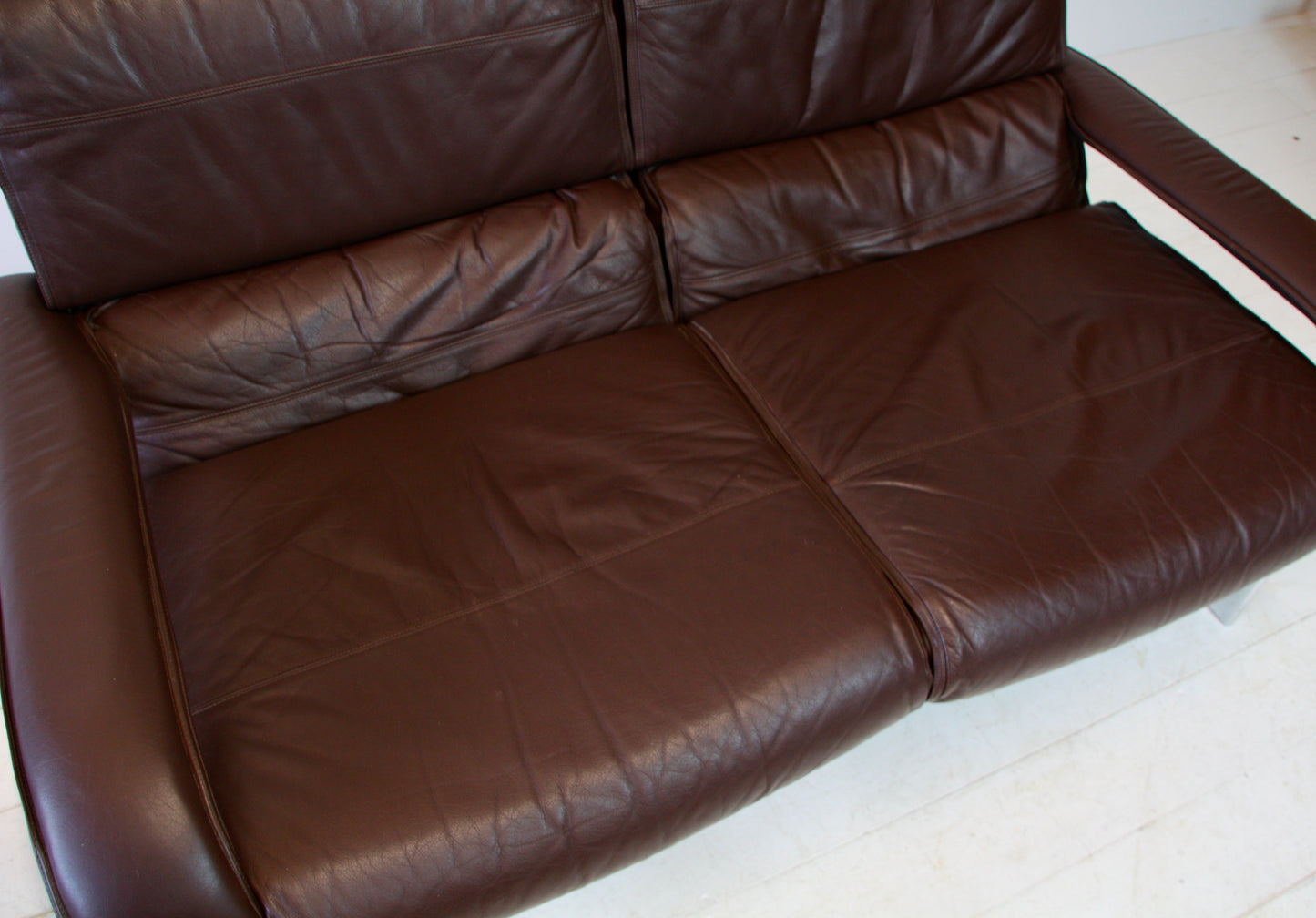 SOLD - Pieff 'Gamma' Chrome & Leather 2 Seater Sofa - c.1970