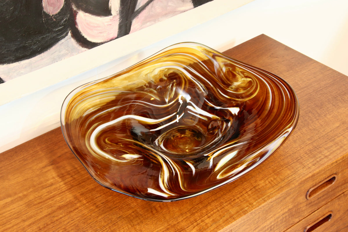 German Mid Century Decorative Glass Bowl by RGH Römische Glashütte