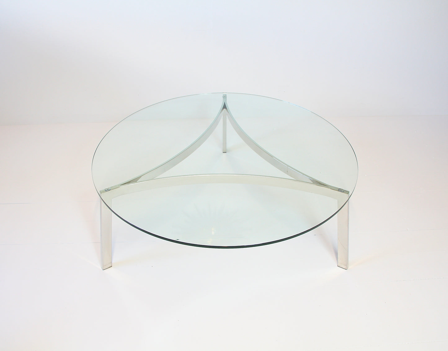 Modernist Swiss Chrome & Glass Coffee Table - c.1970