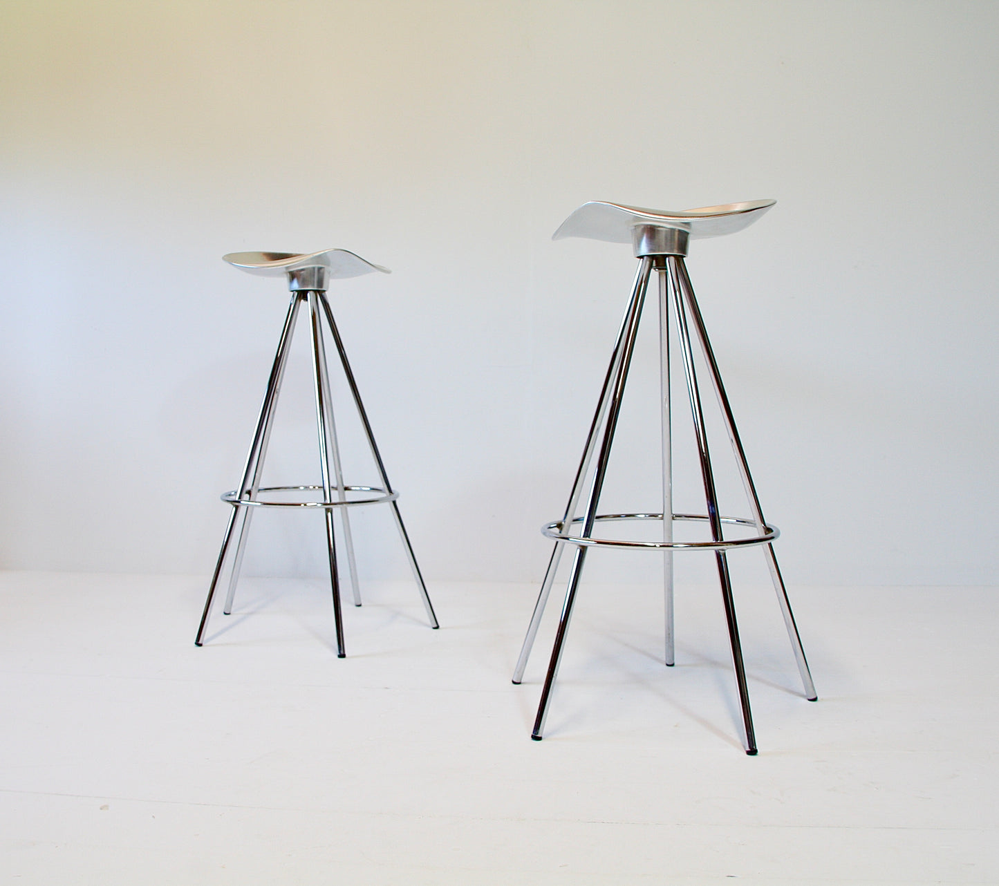 Pair of Aluminium & Chrome Jamaica Stools by Pepe Cortes for Amat - Spain