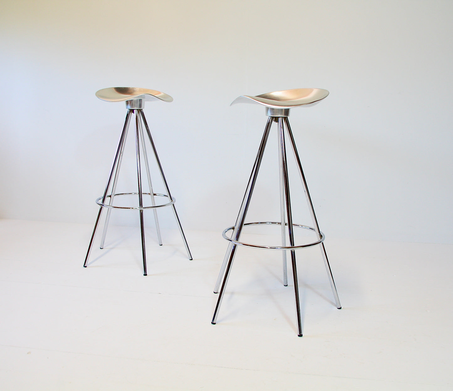 Pair of Aluminium & Chrome Jamaica Stools by Pepe Cortes for Amat - Spain