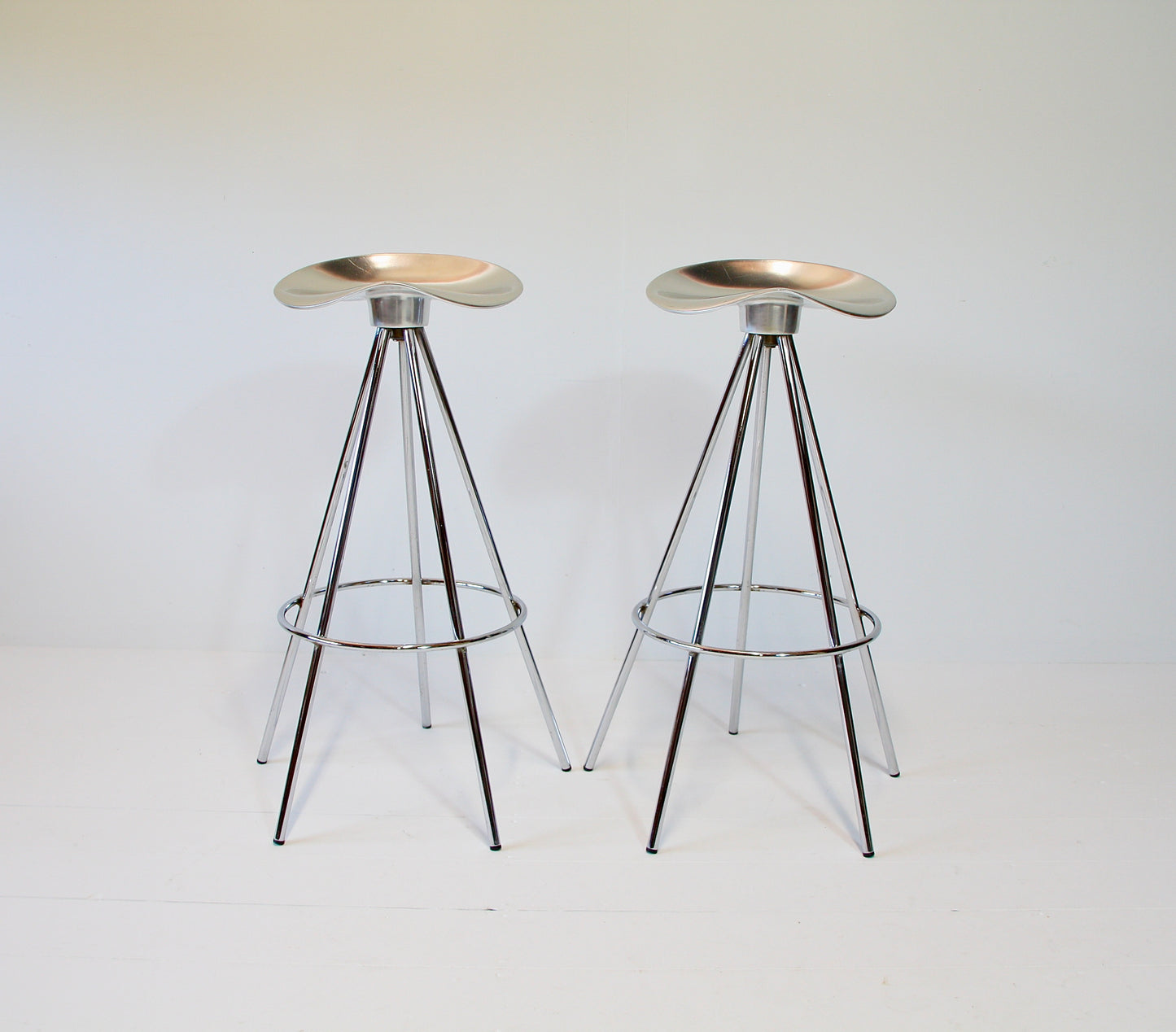 Pair of Aluminium & Chrome Jamaica Stools by Pepe Cortes for Amat - Spain