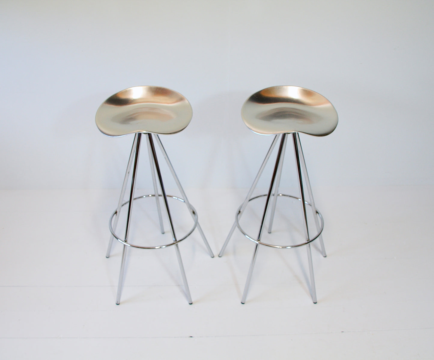 Pair of Aluminium & Chrome Jamaica Stools by Pepe Cortes for Amat - Spain