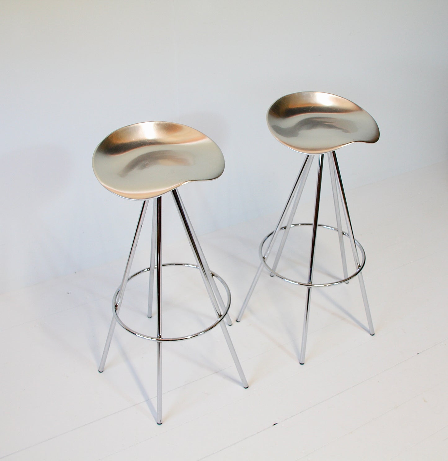 Pair of Aluminium & Chrome Jamaica Stools by Pepe Cortes for Amat - Spain