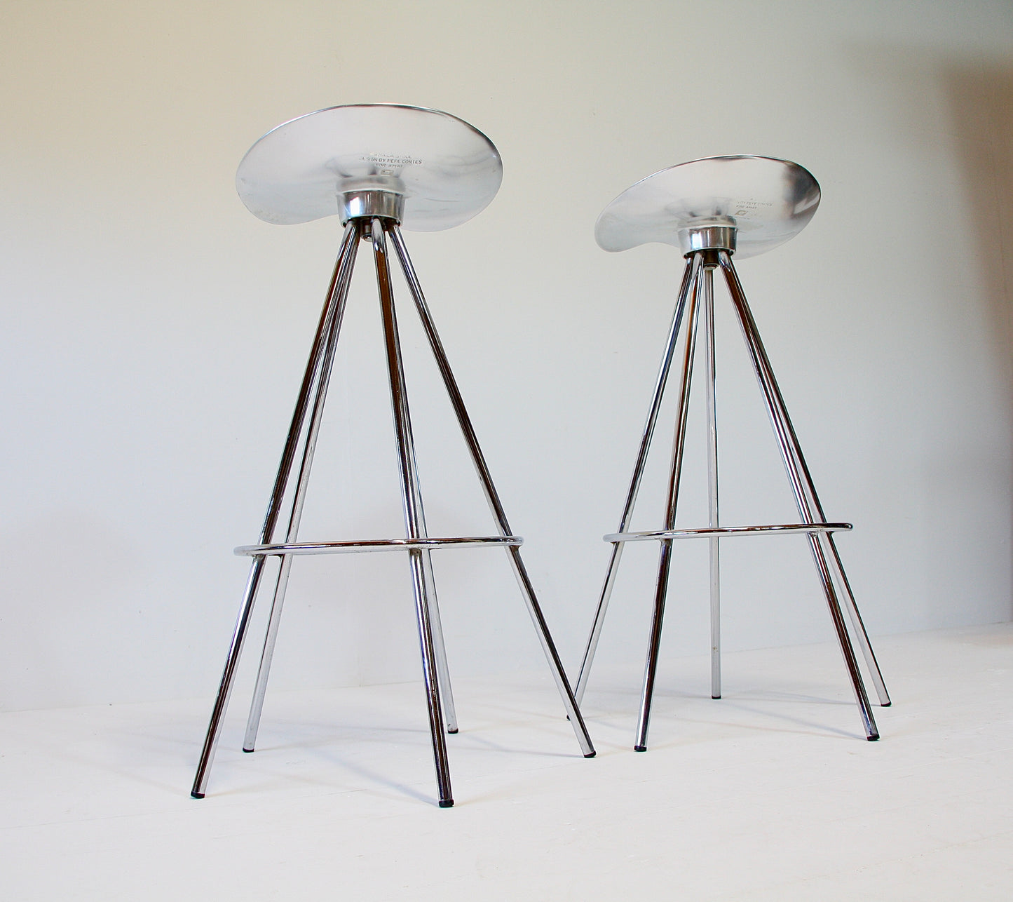 Pair of Aluminium & Chrome Jamaica Stools by Pepe Cortes for Amat - Spain