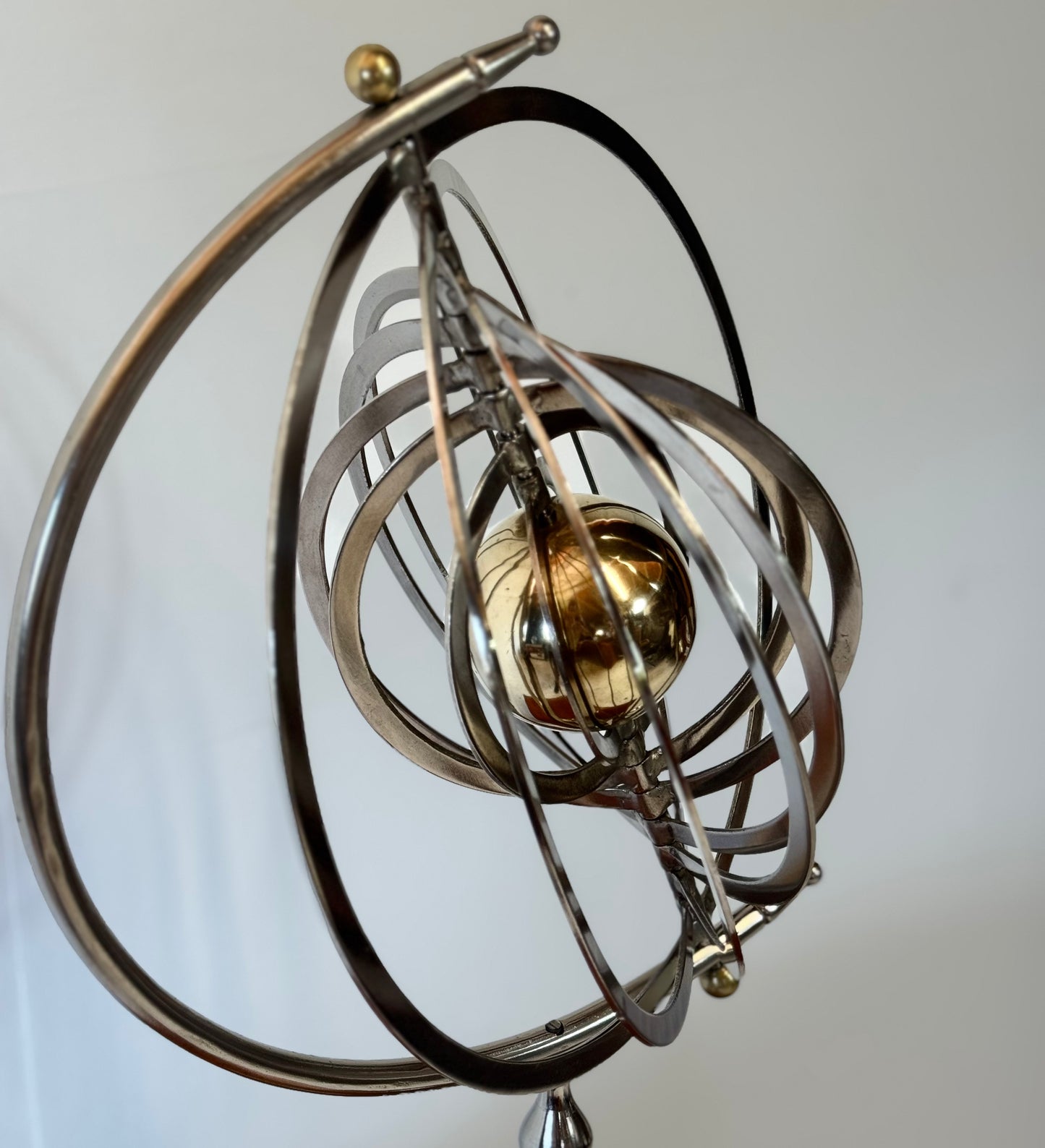 20th Century Chrome & Brass Copernicus Armillary Sphere