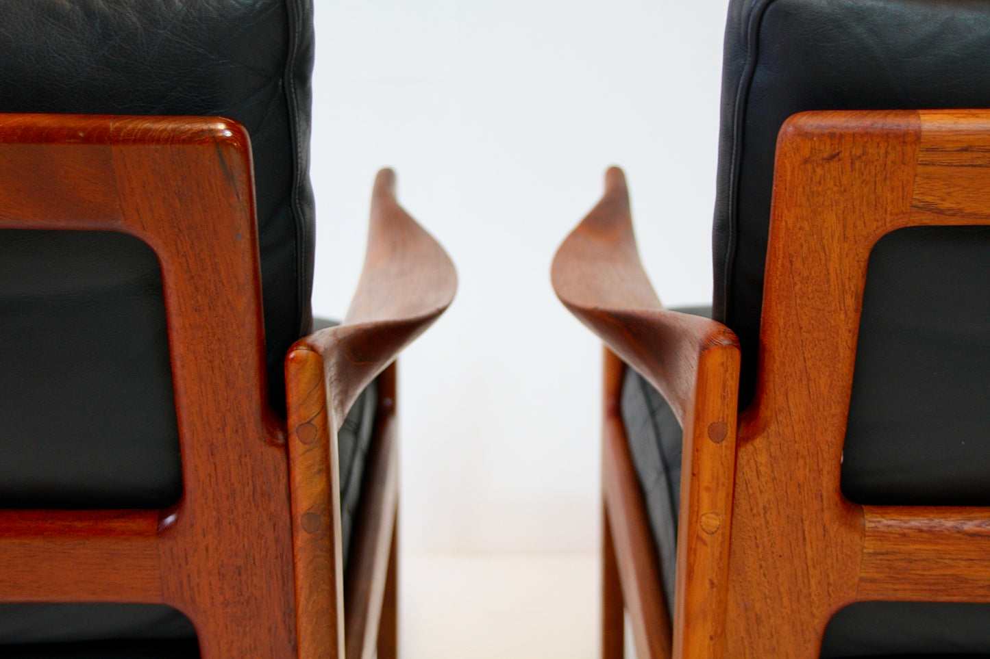 Illum Wikkelso Teak & Leather Armchairs - Denmark 1962