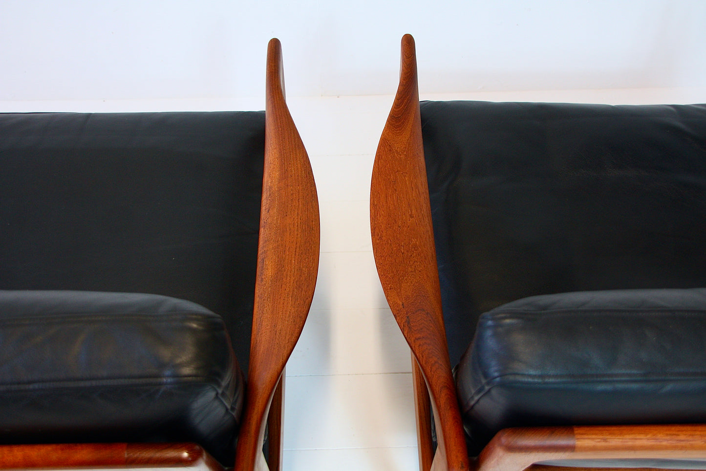 Illum Wikkelso Teak & Leather Armchairs - Denmark 1962
