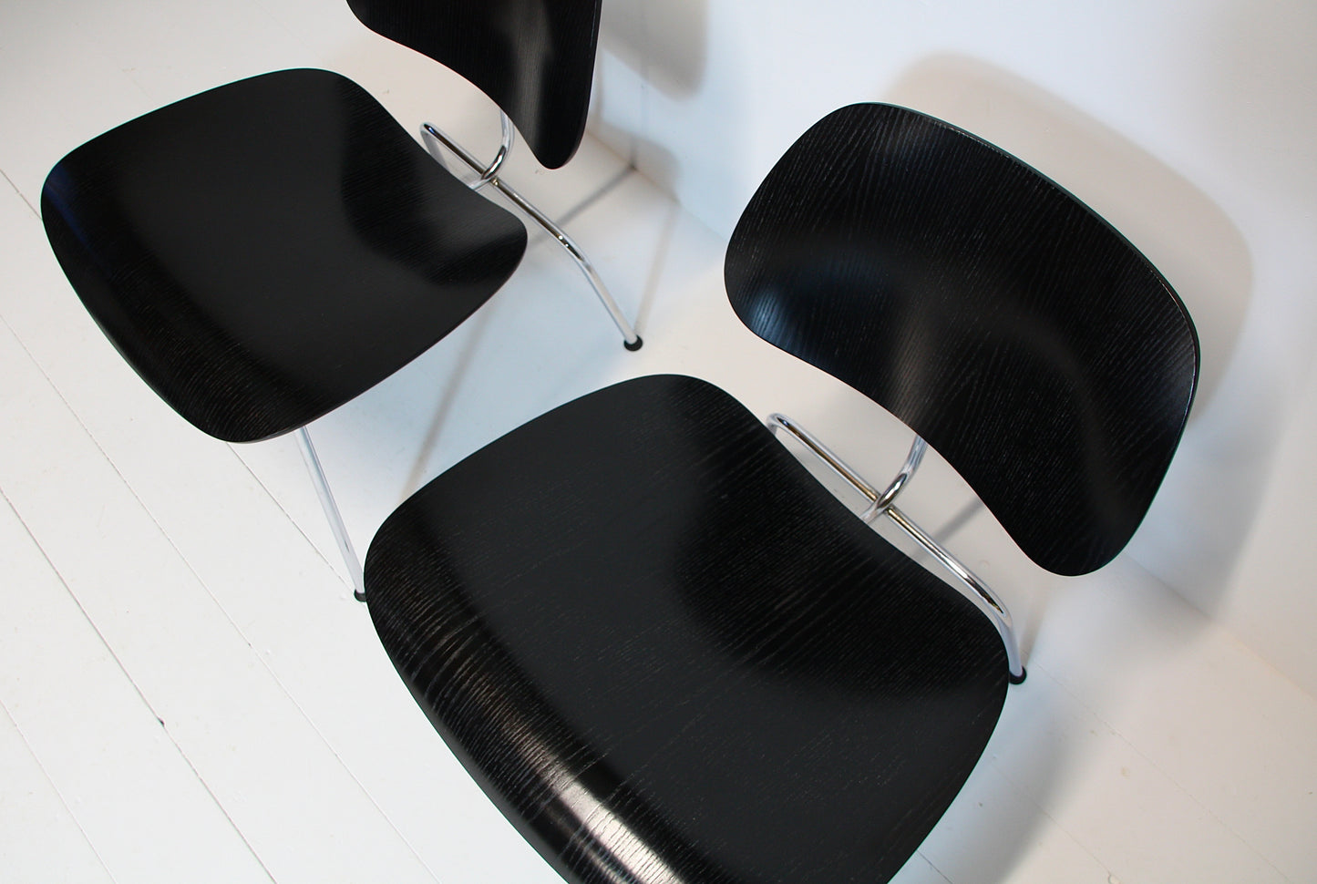 2 Eames LCM Lounge Chairs in Black Ash & Chrome - Vitra