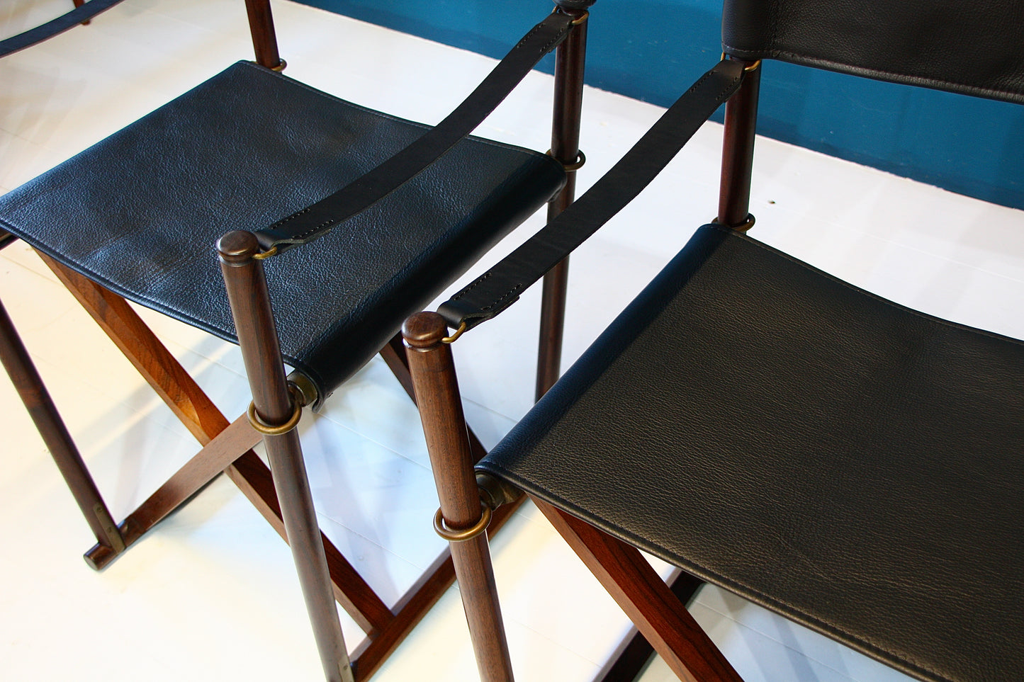 Mogens Koch MK41 Solid Rosewood & Leather Folding Chairs for Interna