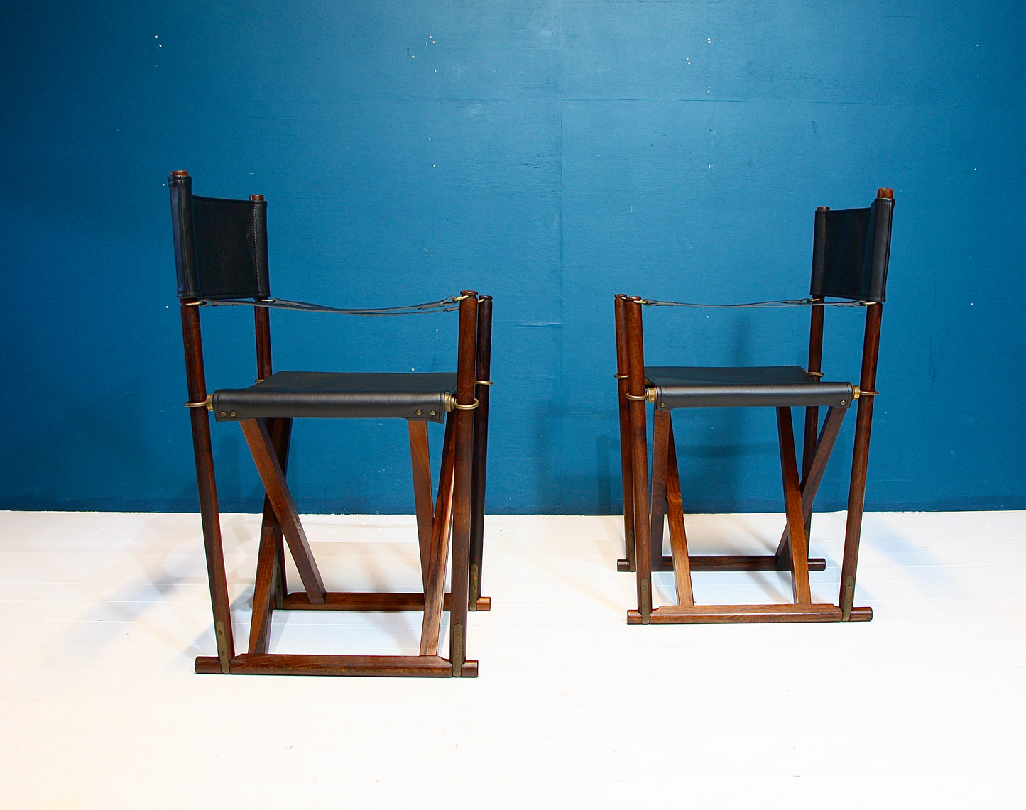 Mogens Koch MK41 Solid Rosewood & Leather Folding Chairs for Interna