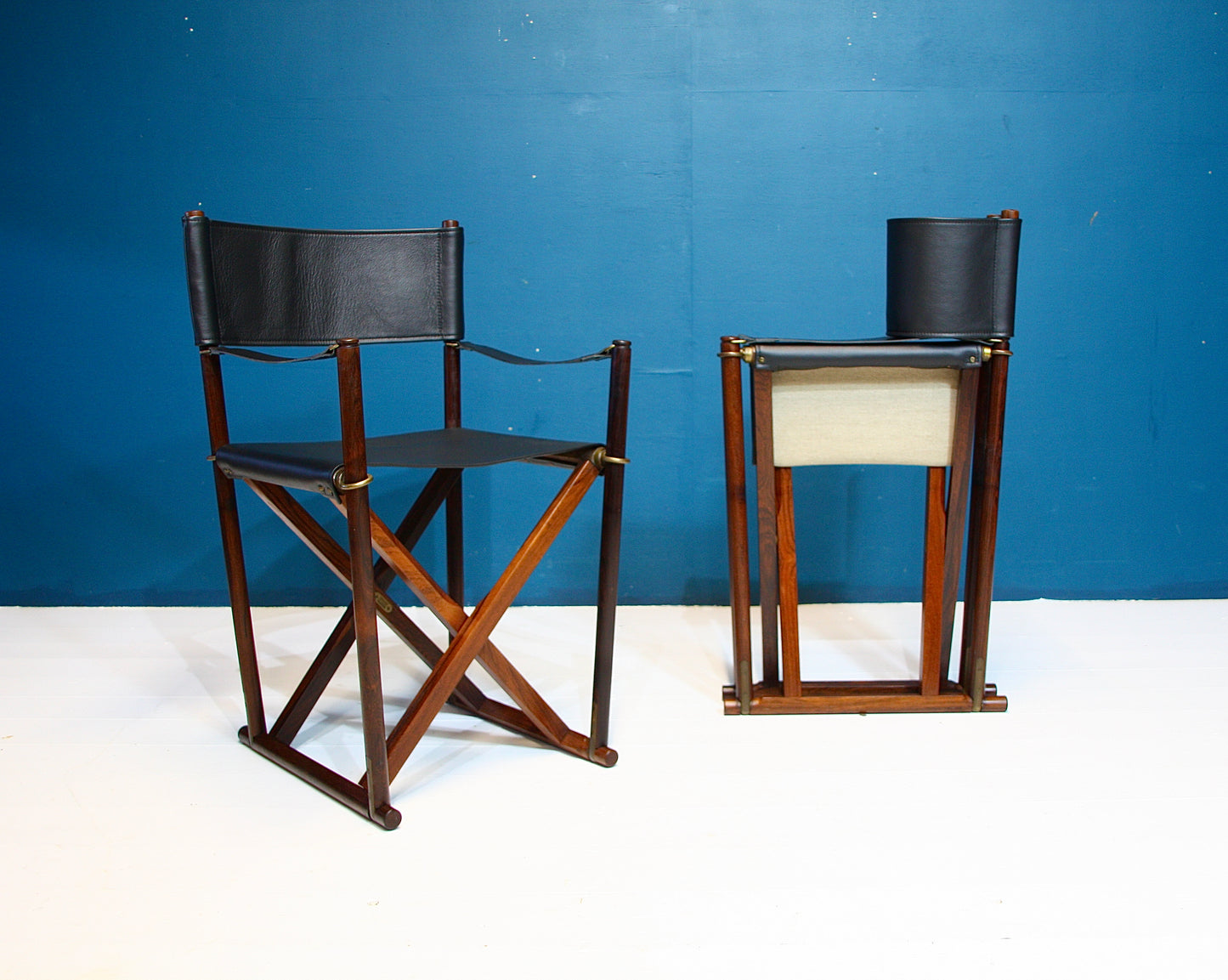 Mogens Koch MK41 Solid Rosewood & Leather Folding Chairs for Interna