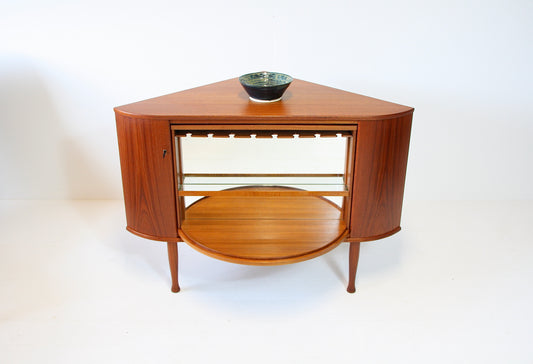 SOLD - Norwegian Revolving Corner Drinks Cabinet - Teak, 1960s
