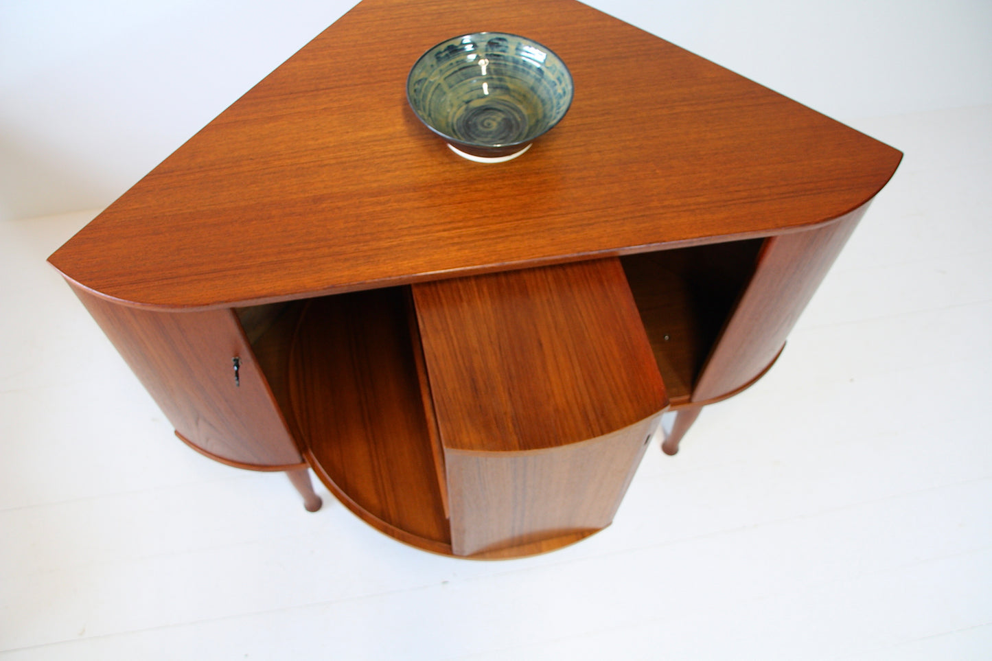 SOLD - Norwegian Revolving Corner Drinks Cabinet - Teak, 1960s