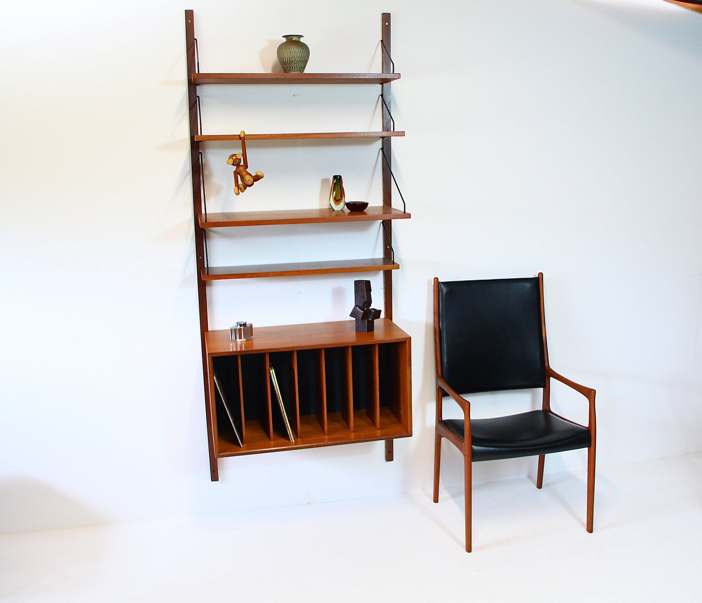 SOLD - Poul Cadovius Wall Shelving System - Vinyl Record Cabinet Teak 1960s