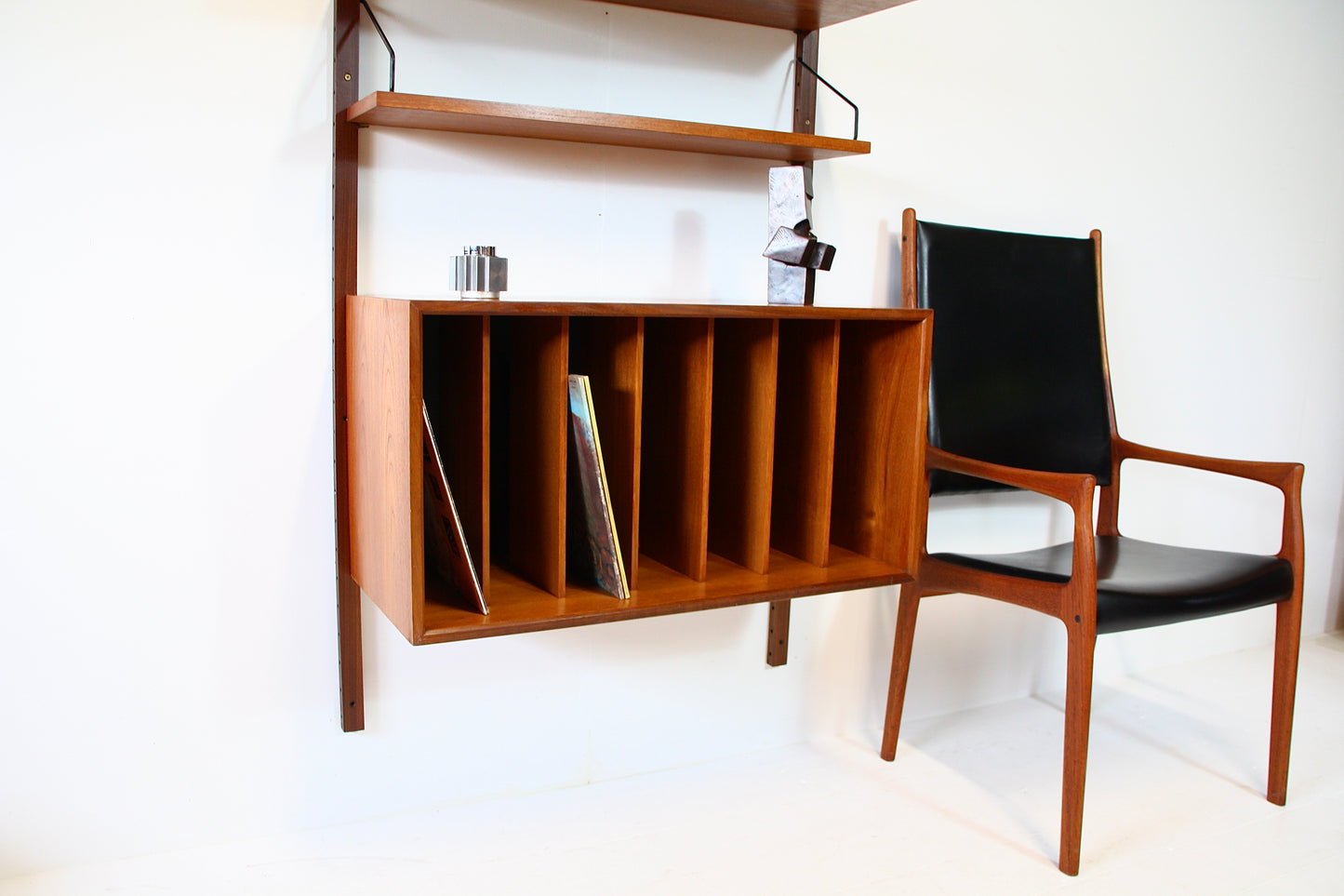 SOLD - Poul Cadovius Wall Shelving System - Vinyl Record Cabinet Teak 1960s
