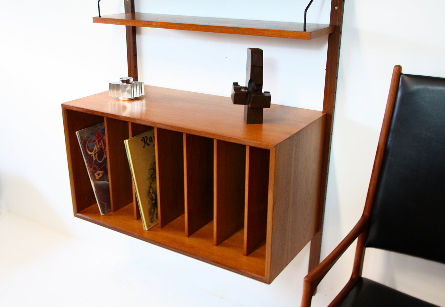 SOLD - Poul Cadovius Wall Shelving System - Vinyl Record Cabinet Teak 1960s