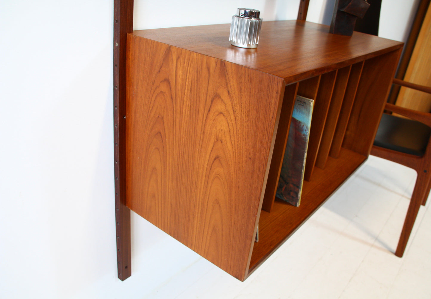 SOLD - Poul Cadovius Wall Shelving System - Vinyl Record Cabinet Teak 1960s
