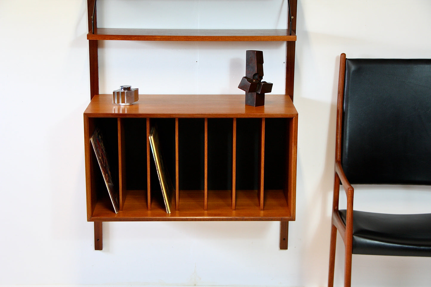 SOLD - Poul Cadovius Wall Shelving System - Vinyl Record Cabinet Teak 1960s