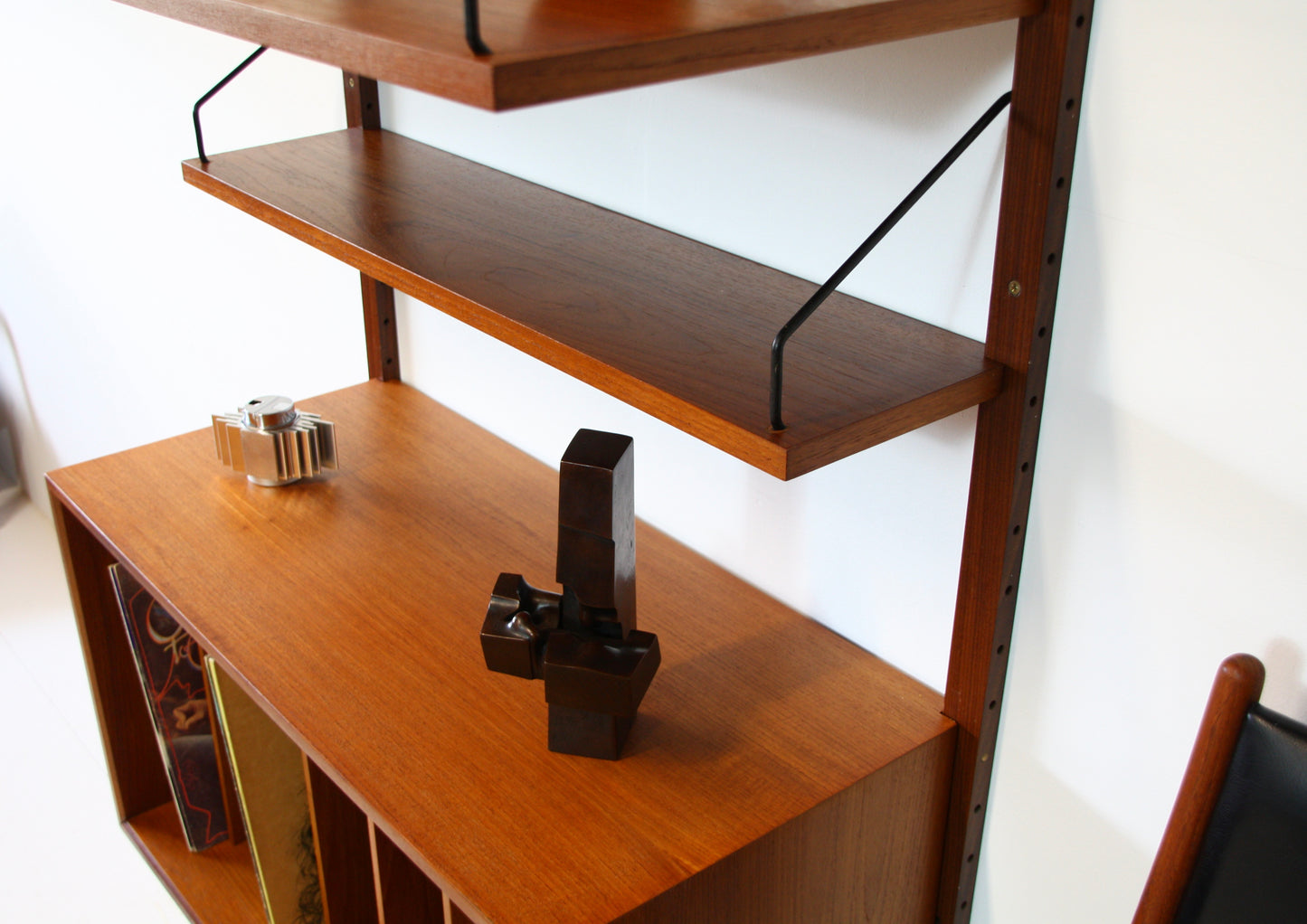 SOLD - Poul Cadovius Wall Shelving System - Vinyl Record Cabinet Teak 1960s