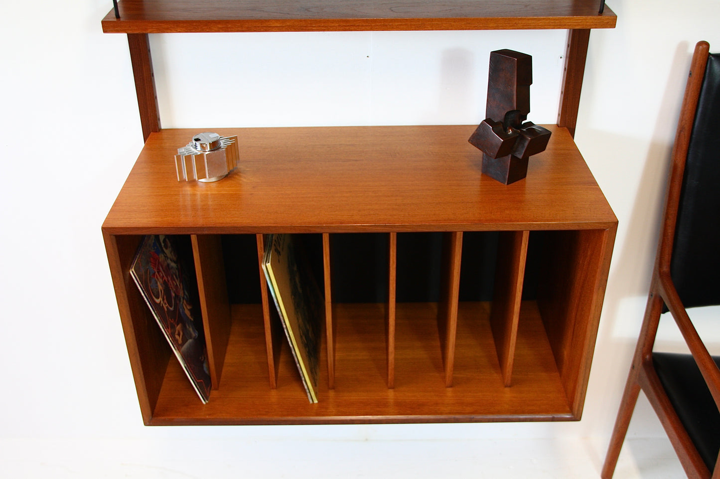 SOLD - Poul Cadovius Wall Shelving System - Vinyl Record Cabinet Teak 1960s