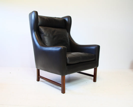 Fredrik Kayser Leather & Rosewood Armchair for Vatne Møbler c.1960