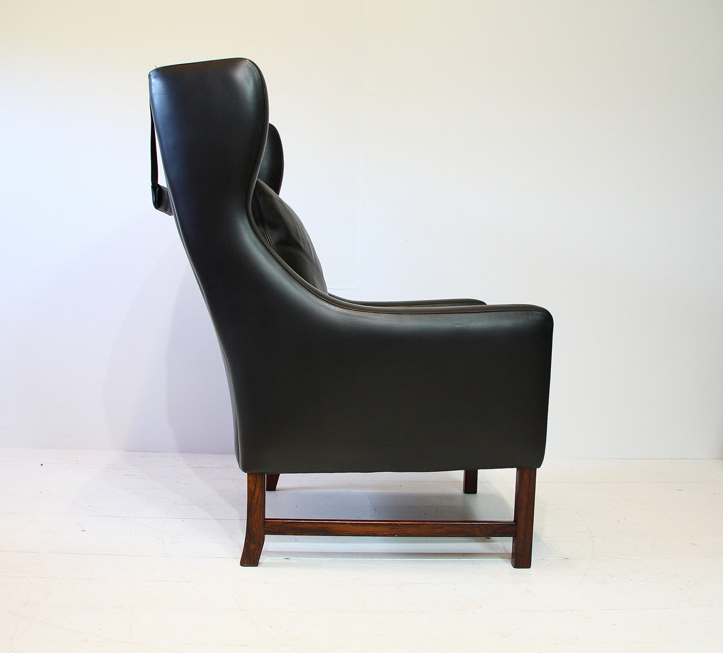 Fredrik Kayser Leather & Rosewood Armchair for Vatne Møbler c.1960