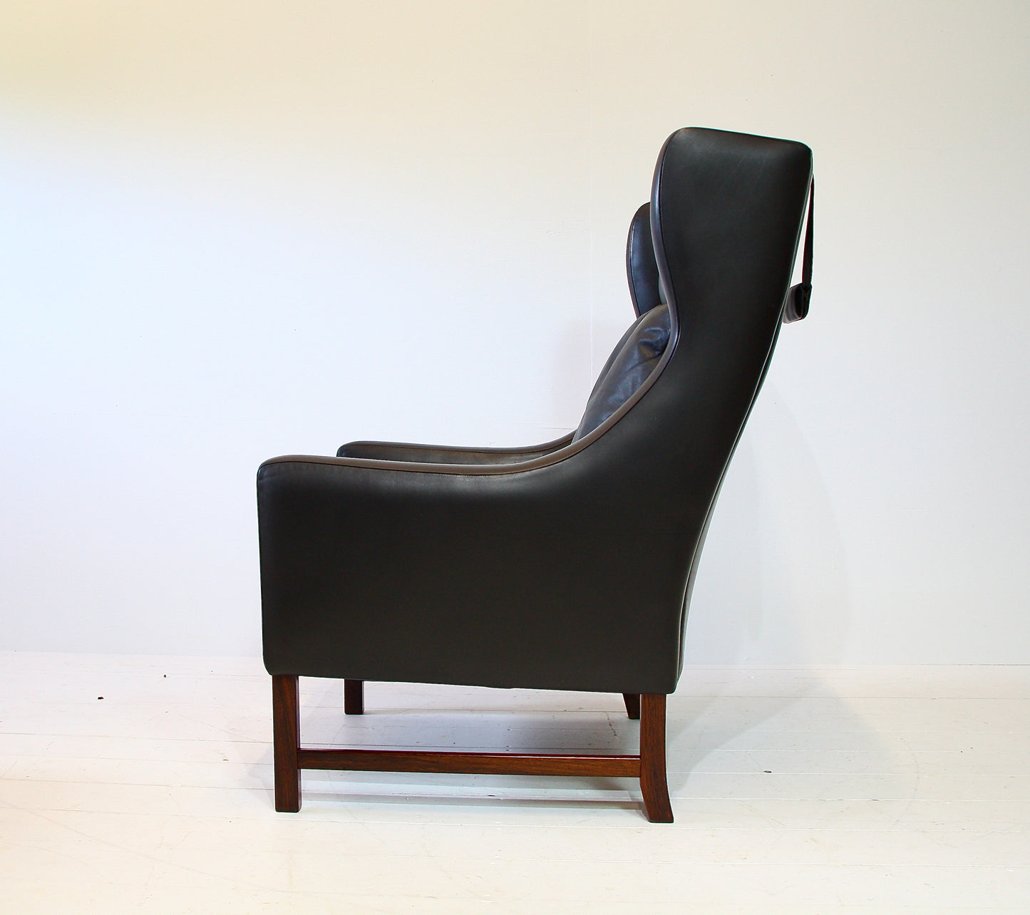 Fredrik Kayser Leather & Rosewood Armchair for Vatne Møbler c.1960