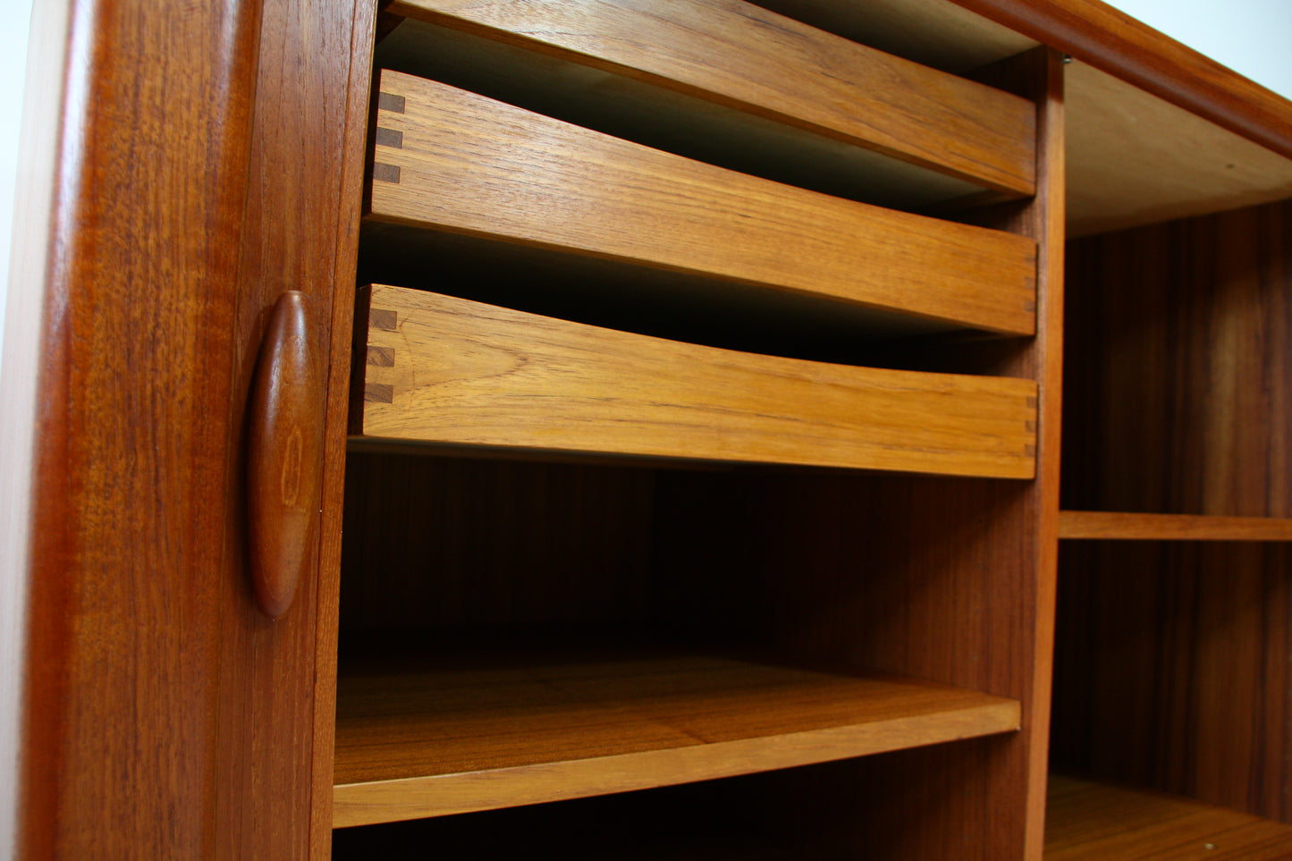 Dyrlund Tambour Door Teak Sideboard - Mid Century Danish