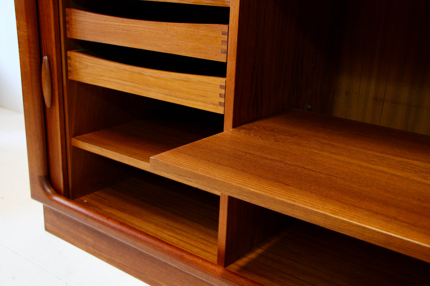 Dyrlund Tambour Door Teak Sideboard - Mid Century Danish
