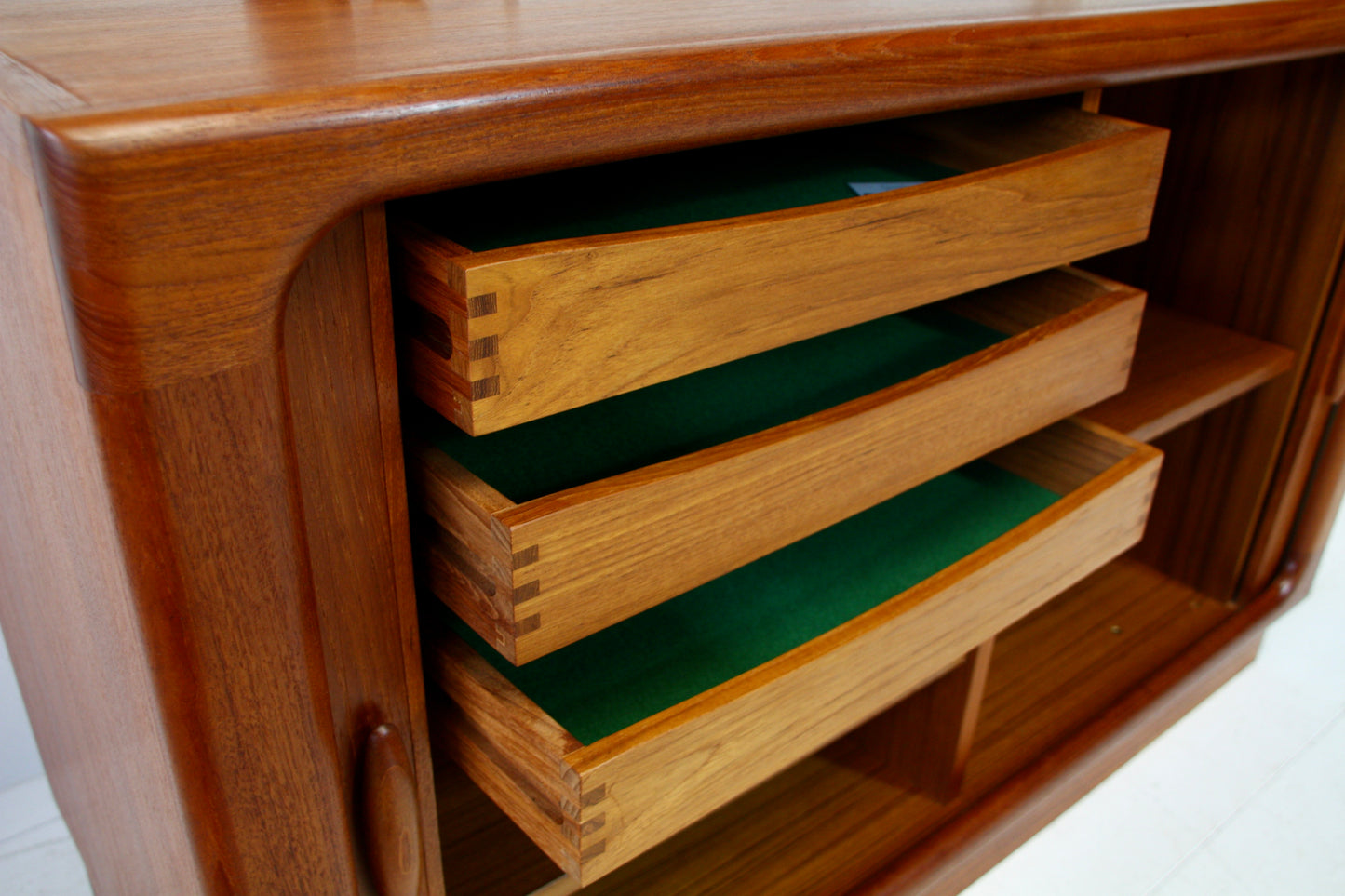 Dyrlund Tambour Door Teak Sideboard - Mid Century Danish