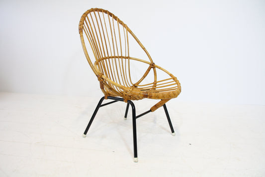 Vintage Dutch Bamboo Side Chair by Rohe Noordwolde c.1960