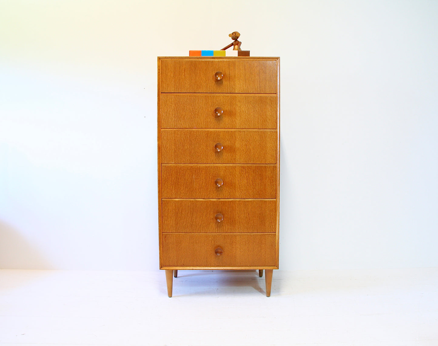 Meredew Tallboy Chest of Drawers in Oak 1960s