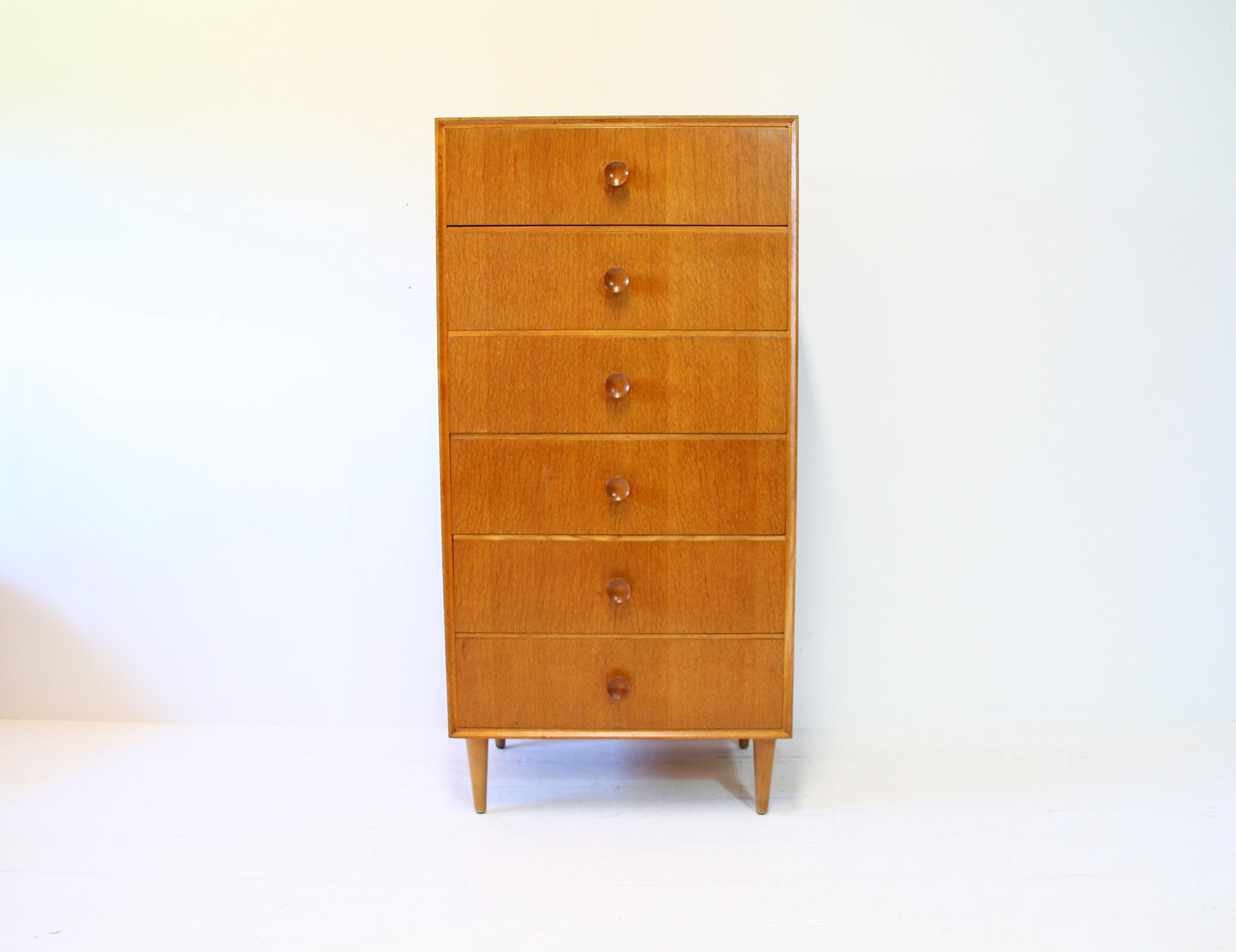 Meredew Tallboy Chest of Drawers in Oak 1960s