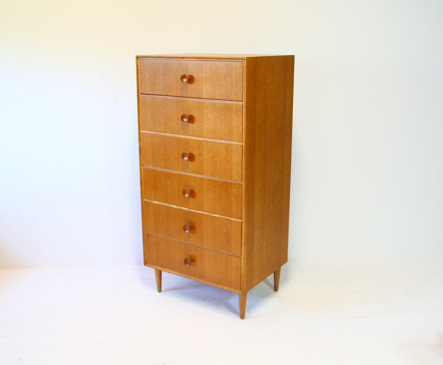 Meredew Tallboy Chest of Drawers in Oak 1960s