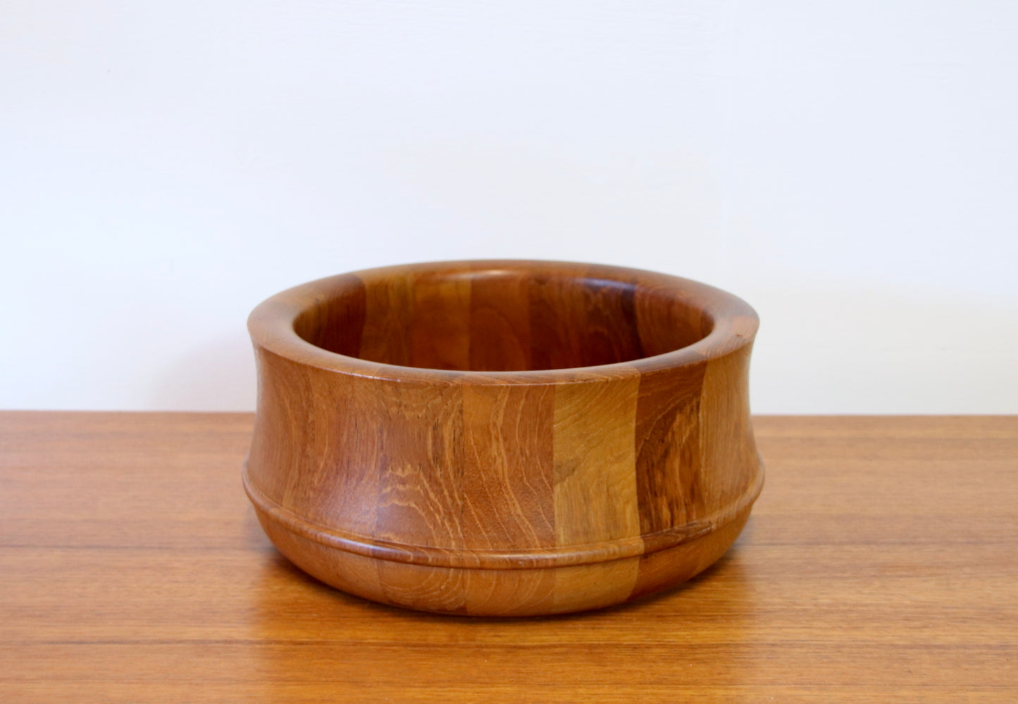 Vintage Danish Solid Teak Staved Bowl by Nissen