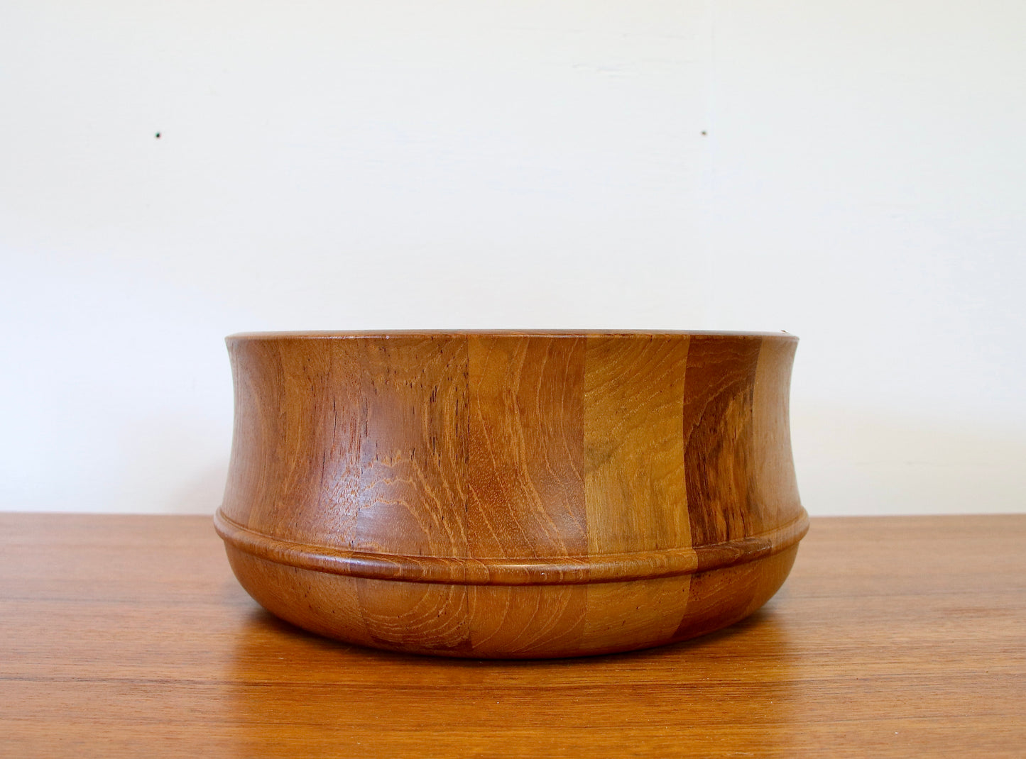Vintage Danish Solid Teak Staved Bowl by Nissen