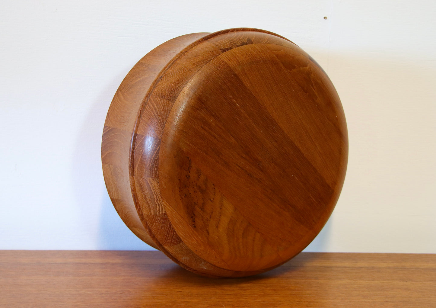 Vintage Danish Solid Teak Staved Bowl by Nissen